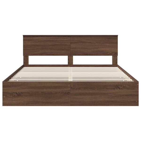 Рамка за легло Кафяв дъб 200 x 200 cm Инженерна дървесина