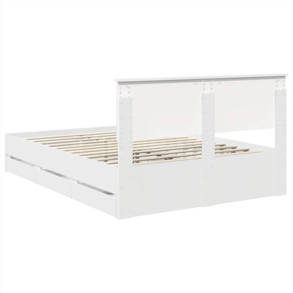 Рамка за легло с чекмедже Бяло 150 x 200 cm Инженерна дървесина