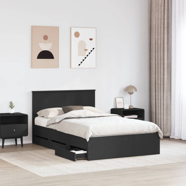 Рамка за легло с таблото Черно 135 x 190 cm Инженерна дървесина