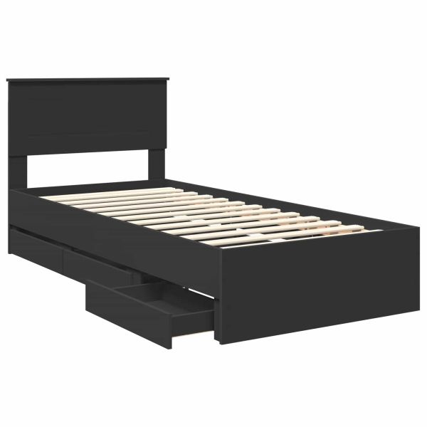Рамка за легло с таблото Черно 100 x 200 cm Инженерна дървесина