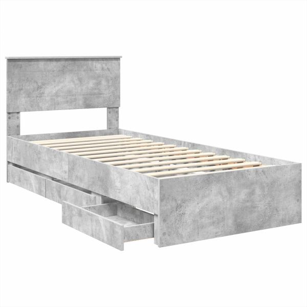 Рамка за легло Циментено сиво 75 x 190 cm Инженерна дървесина