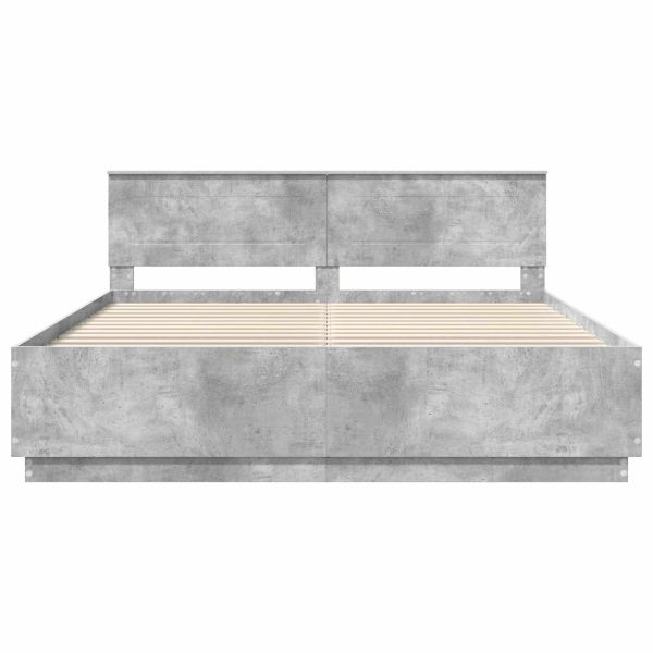 Рамка за легло Циментено сиво 200 x 200 cm Инженерно дърво