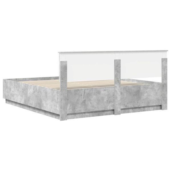 Рамка за легло Циментено сиво 200 x 200 cm Инженерно дърво