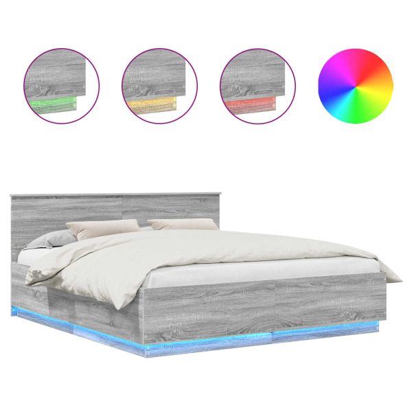 Рамка за легло Сив Сонома 200 x 200 cm Инженерно дърво