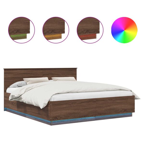 Рамка за легло с таблото Кафяв дъб 200 x 200 cm Инженерно дърво