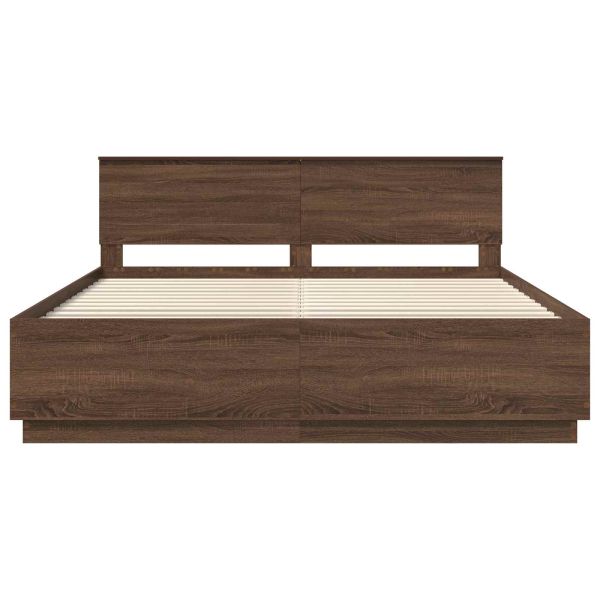 Рамка за легло с таблото Кафяв дъб 200 x 200 cm Инженерно дърво