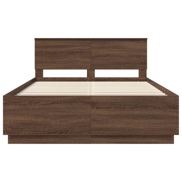 Рамка за легло с таблото Кафяв дъб 140 x 190 cm Инженерно дърво