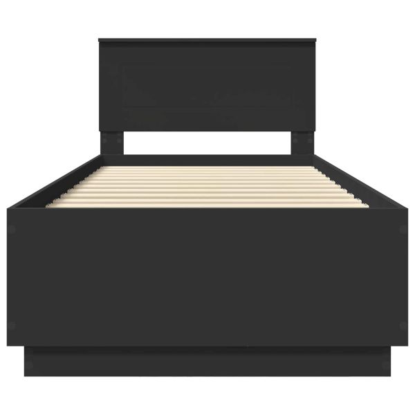 Рамка за легло с таблото Черно 90 x 190 cm Инженерно дърво