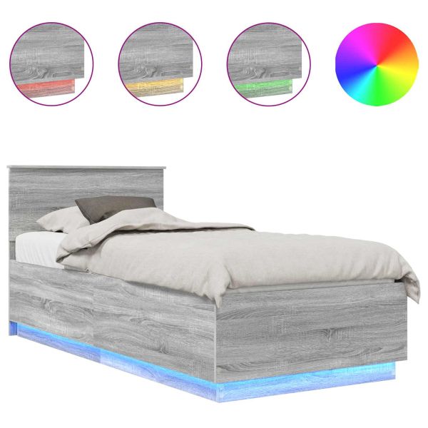 Рамка за легло с таблото Сив Сонома 90 x 200 cm Инженерно дърво