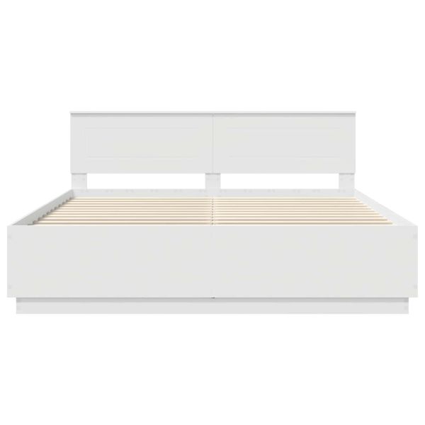 Рамка за легло с таблото Бяло 200 x 200 cm Инженерно дърво