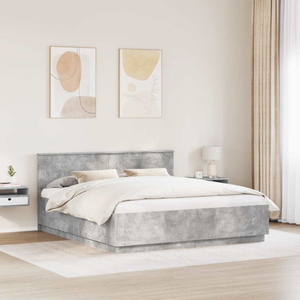 Рамка за легло Циментено сиво 200 x 200 cm Инженерно дърво