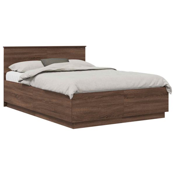 Рамка за легло с таблото Кафяв дъб 140 x 190 cm Инженерно дърво