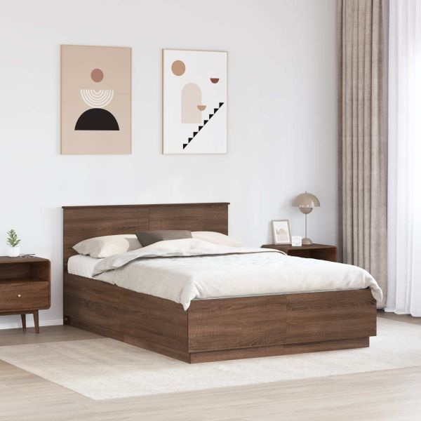 Рамка за легло с таблото Кафяв дъб 140 x 190 cm Инженерно дърво