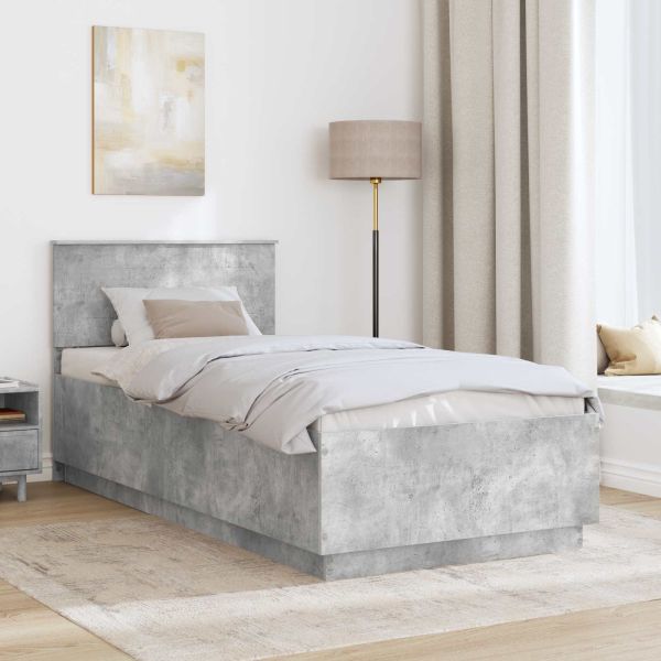 Рамка за легло Циментено сиво 90 x 190 cm Инженерно дърво