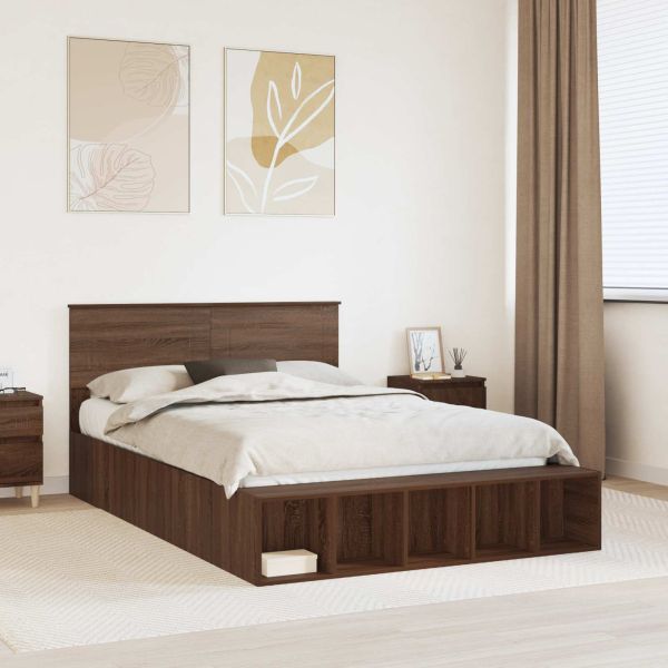 Рамка за легло с рафт Кафяв дъб 150 x 200 cm Инженерно дърво