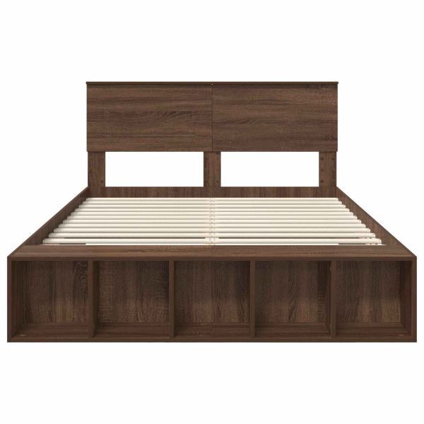 Рамка за легло с рафт Кафяв дъб 150 x 200 cm Инженерно дърво