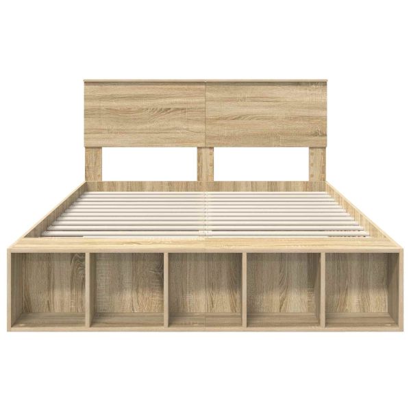 Рамка за легло с рафт Сонома дъб 140 x 190 cm Инженерно дърво