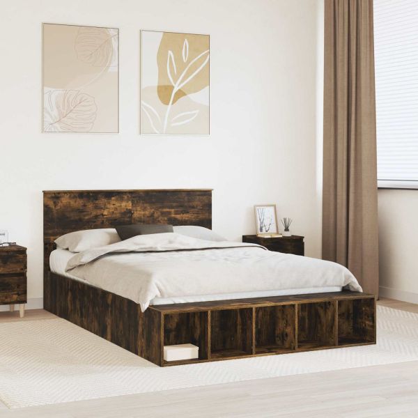 Рамка за легло с рафт Димян дъб 140 x 190 cm Инженерно дърво