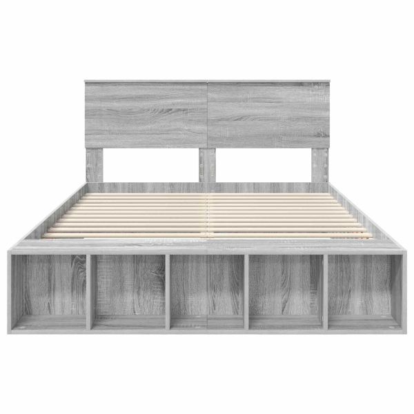 Рамка за легло с рафт Сив Сонома 140 x 190 cm Инженерно дърво