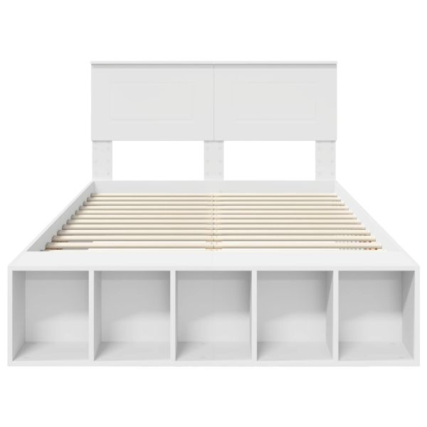Рамка за легло с рафт Бяло 135 x 190 cm Инженерно дърво