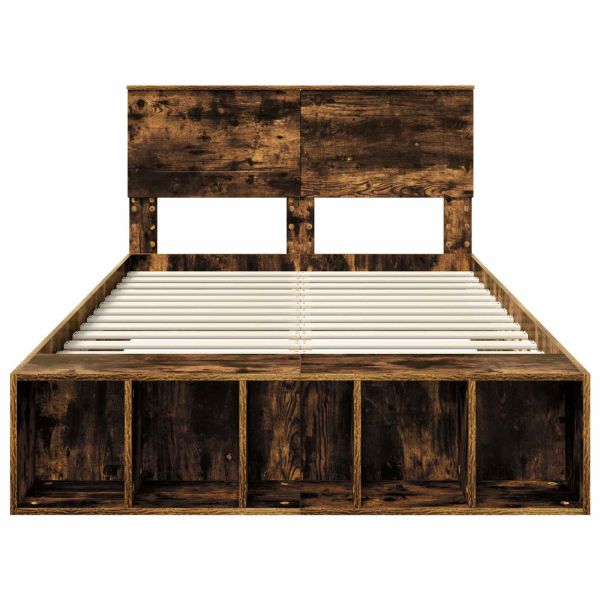 Рамка за легло с рафт Димян дъб 135 x 190 cm Инженерно дърво