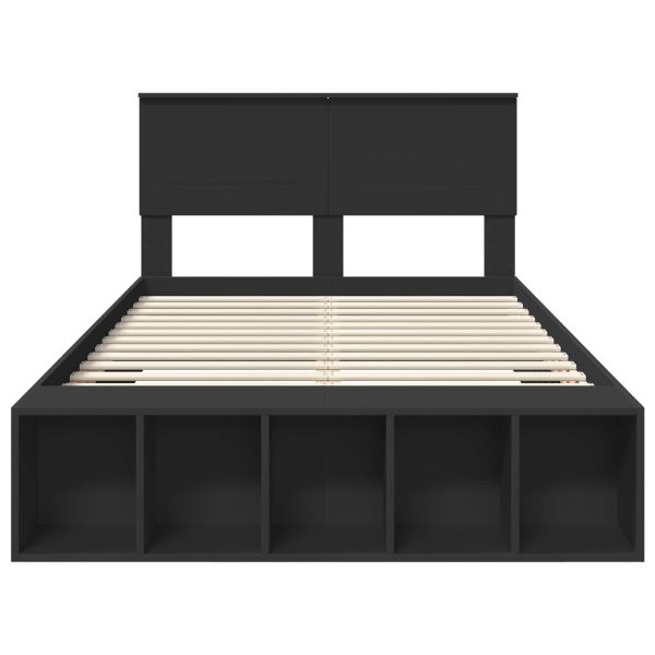 Рамка за легло с рафт Черно 120 x 190 cm Инженерно дърво