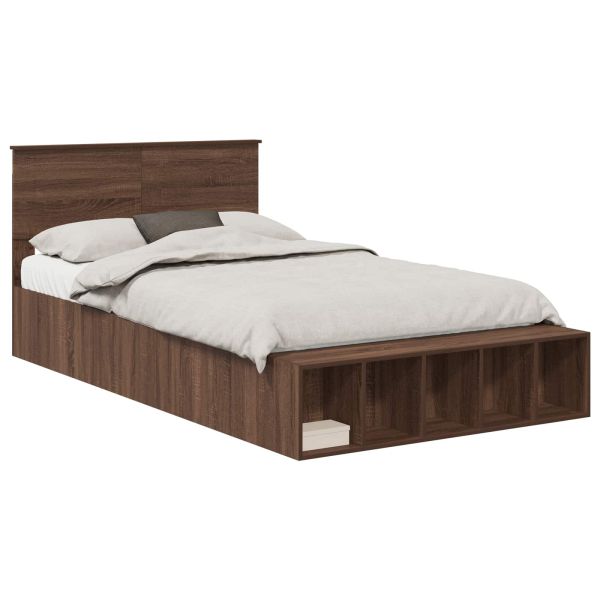Рамка за легло с рафт Кафяв дъб 120 x 190 cm Инженерно дърво