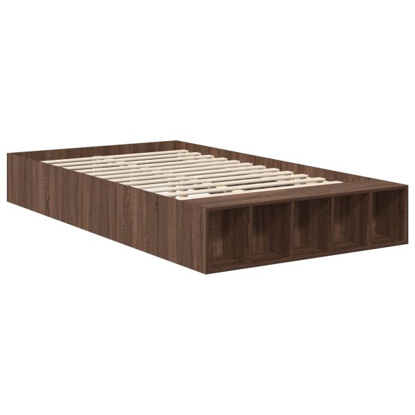 Рамка за легло с рафт Кафяв дъб 120 x 190 cm Инженерно дърво