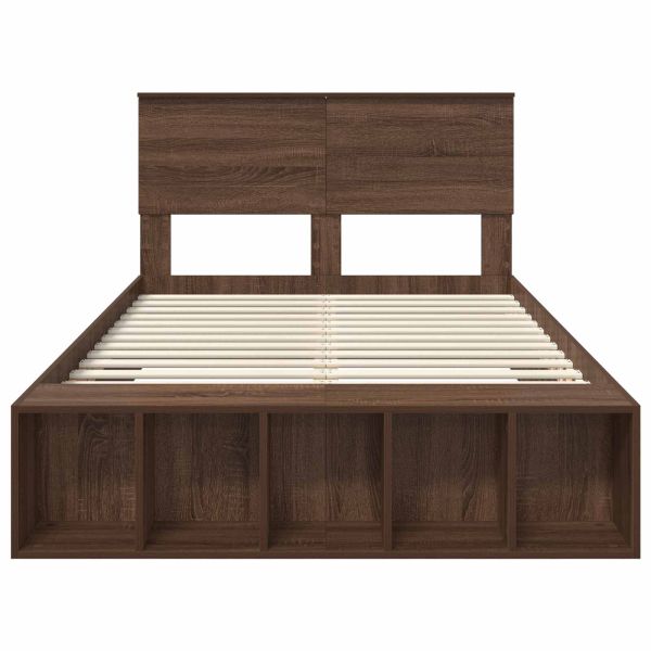 Рамка за легло с рафт Кафяв дъб 120 x 190 cm Инженерно дърво