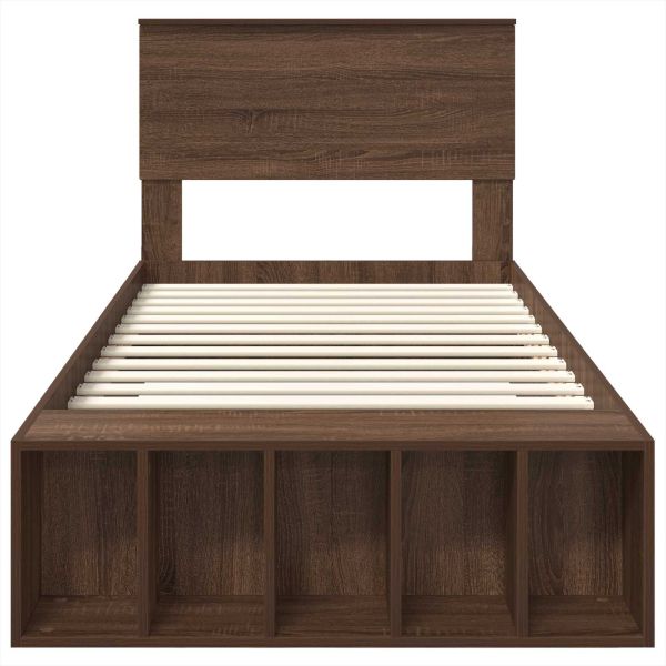 Рамка за легло с рафт Кафяв дъб 90 x 190 cm Инженерно дърво