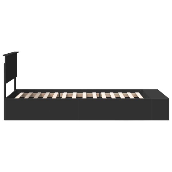 Рамка за легло с рафт Черно 90 x 200 cm Инженерно дърво