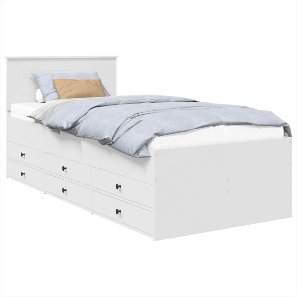 Легло-диван с чекмедже Бял и черен 100 x 200 cm Инженерно дърво