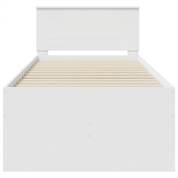 Легло-диван с чекмедже Бял и черен 100 x 200 cm Инженерно дърво