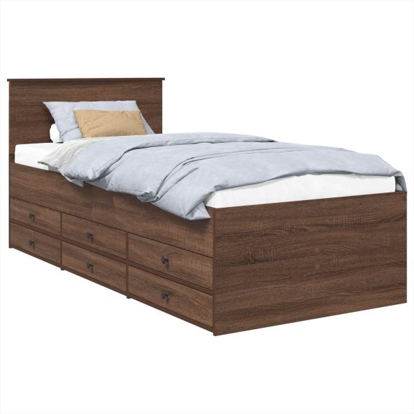 Легло-диван Кафяв дъб и черно 100 x 200 cm Инженерно дърво