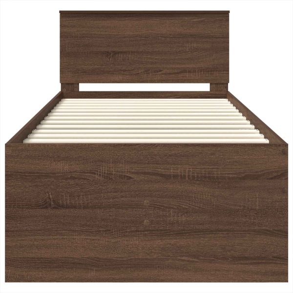 Легло-диван Кафяв дъб и черно 100 x 200 cm Инженерно дърво