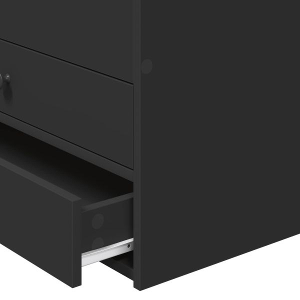 Легло-диван с чекмедже Черно 90 x 190 cm Инженерно дърво