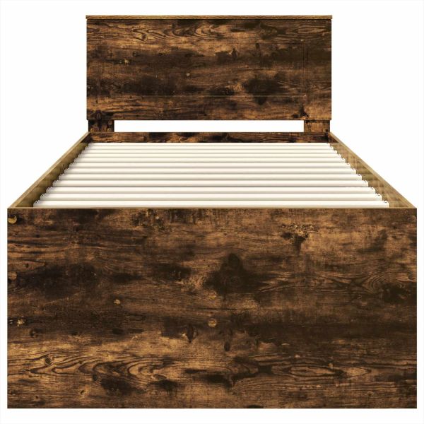 Легло-диван Димящ дъб и черно 90 x 190 cm Инженерно дърво