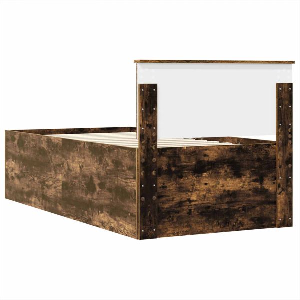 Легло-диван Димящ дъб и черно 90 x 190 cm Инженерно дърво