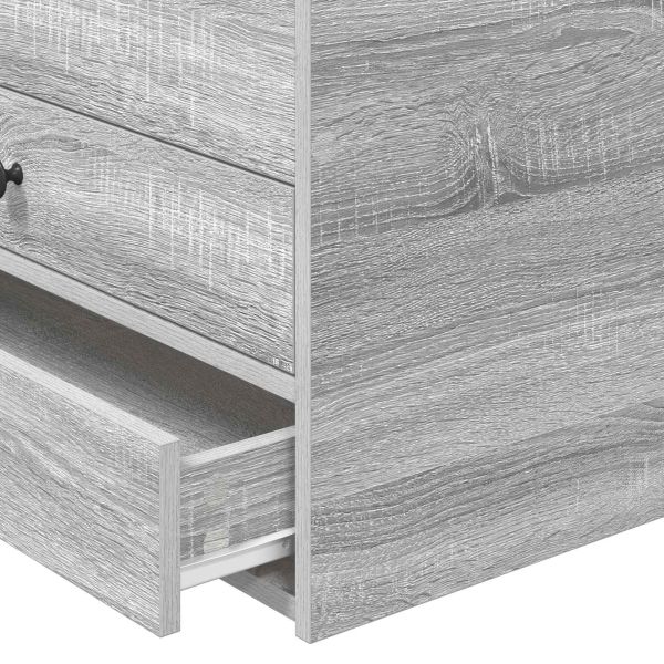 Легло-диван с чекмедже Сив Сономски дъб и черно 90 x 190 cm