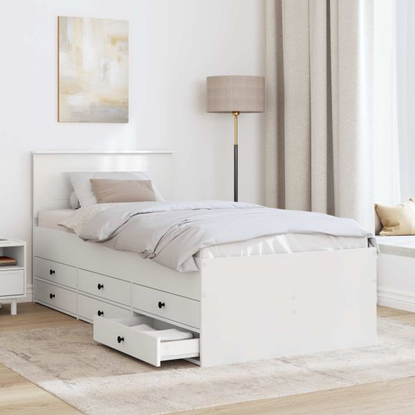 Легло-диван с чекмедже Бял и черен 90 x 200 cm Инженерно дърво