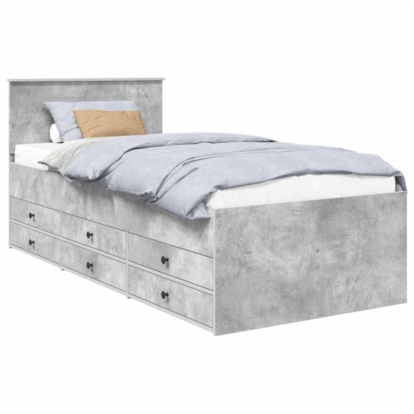 Легло-диван Сив бетон и черно 90 x 200 cm Инженерно дърво