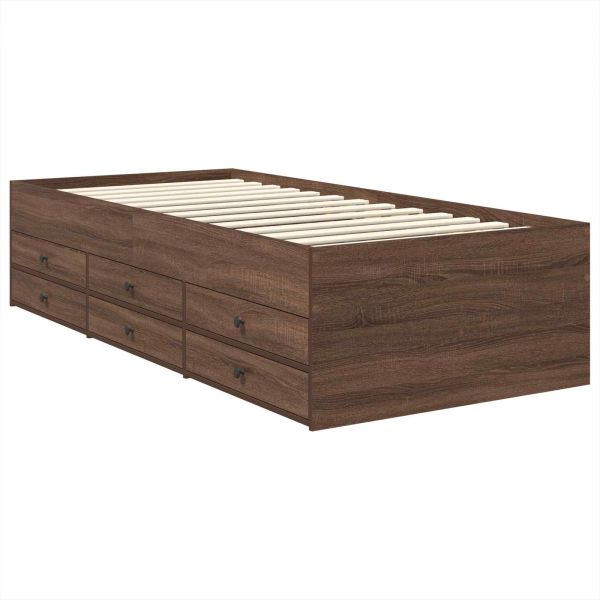 Легло-диван Кафяв дъб и черно 90 x 200 cm Инженерно дърво