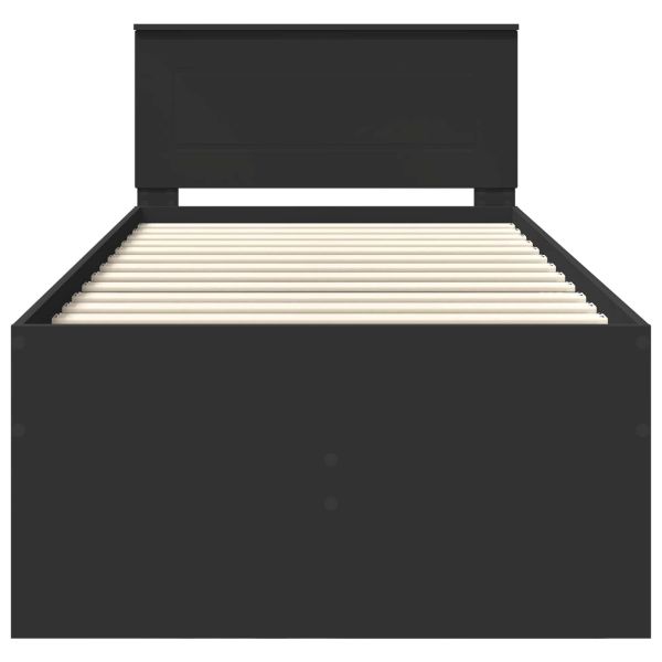 Легло-диван с чекмедже Черно 75 x 190 cm Инженерно дърво