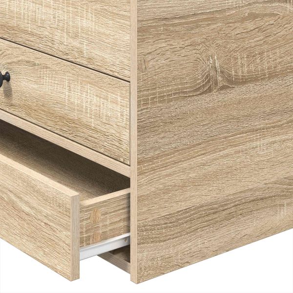 Легло-диван Сономски дъб и черно 75 x 190 cm Инженерно дърво