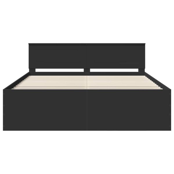 Рамка за легло с таблото Черно 200 x 200 cm Инженерно дърво