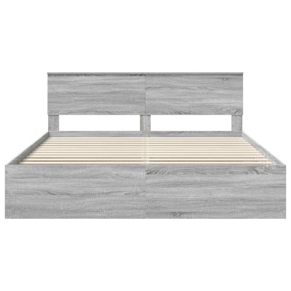 Рамка за легло Сив Сонома 200 x 200 cm Инженерно дърво