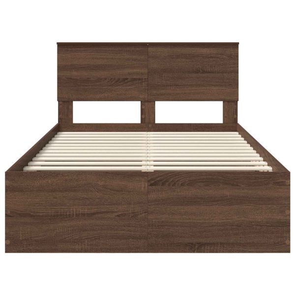 Рамка за легло с таблото Кафяв дъб 135 x 190 cm Инженерно дърво