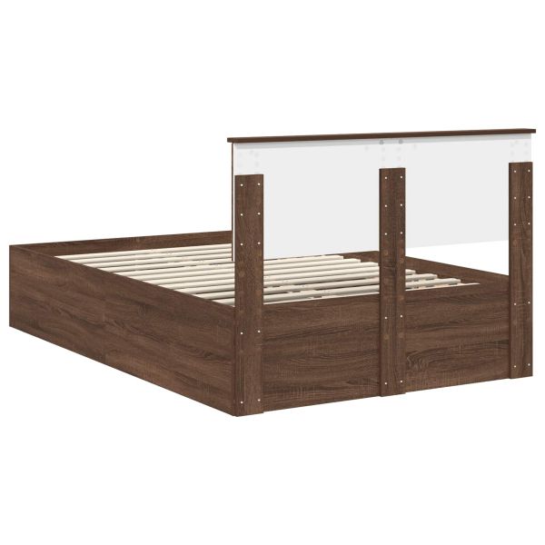Рамка за легло с таблото Кафяв дъб 135 x 190 cm Инженерно дърво