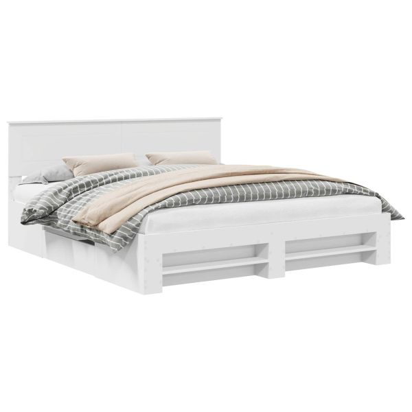 Рамка за легло с таблото Бяло 200 x 200 cm Инженерно дърво