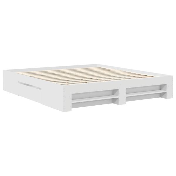 Рамка за легло с таблото Бяло 200 x 200 cm Инженерно дърво